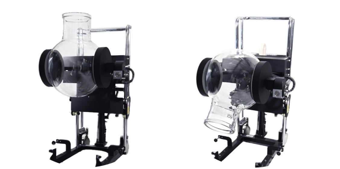 AGI_Glassplant_Rotary_Evaporator_handling_large_flasks AGI Rotary Evaporator Handling Large Flasks